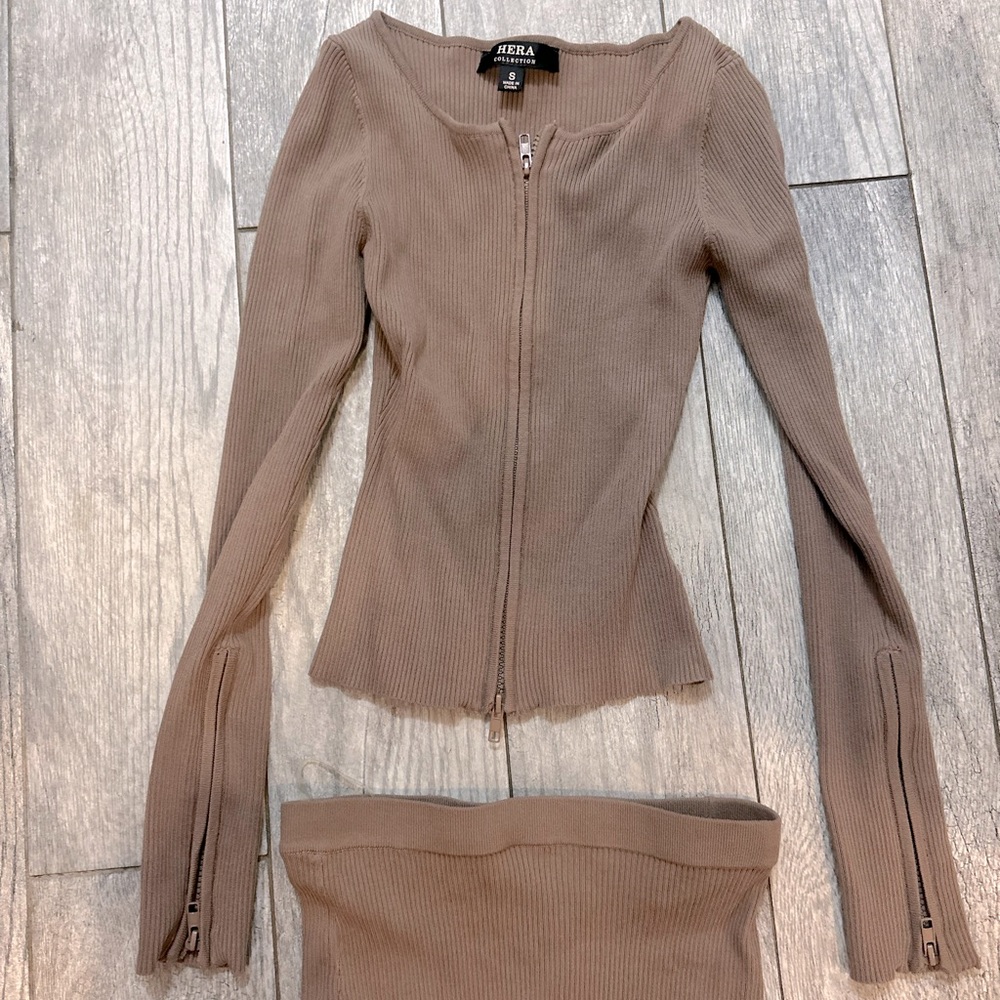 ✨NWOT” Hera Collection” Tan” Ribbed Set